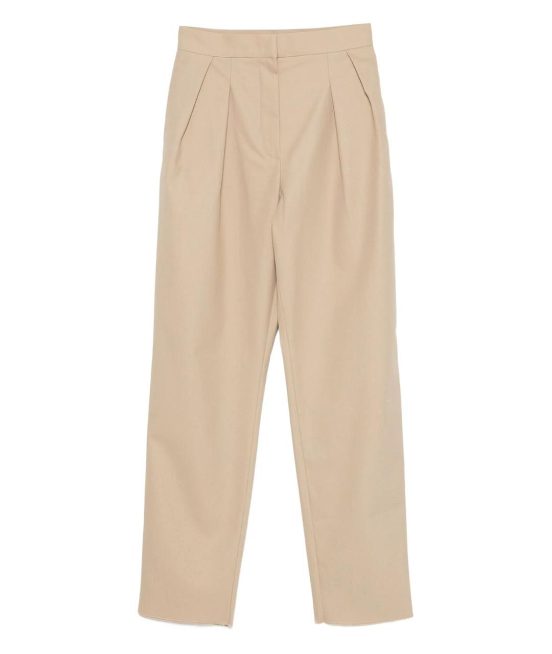 MAX MARA Бежевые хлопковые прямые брюки, фото 1