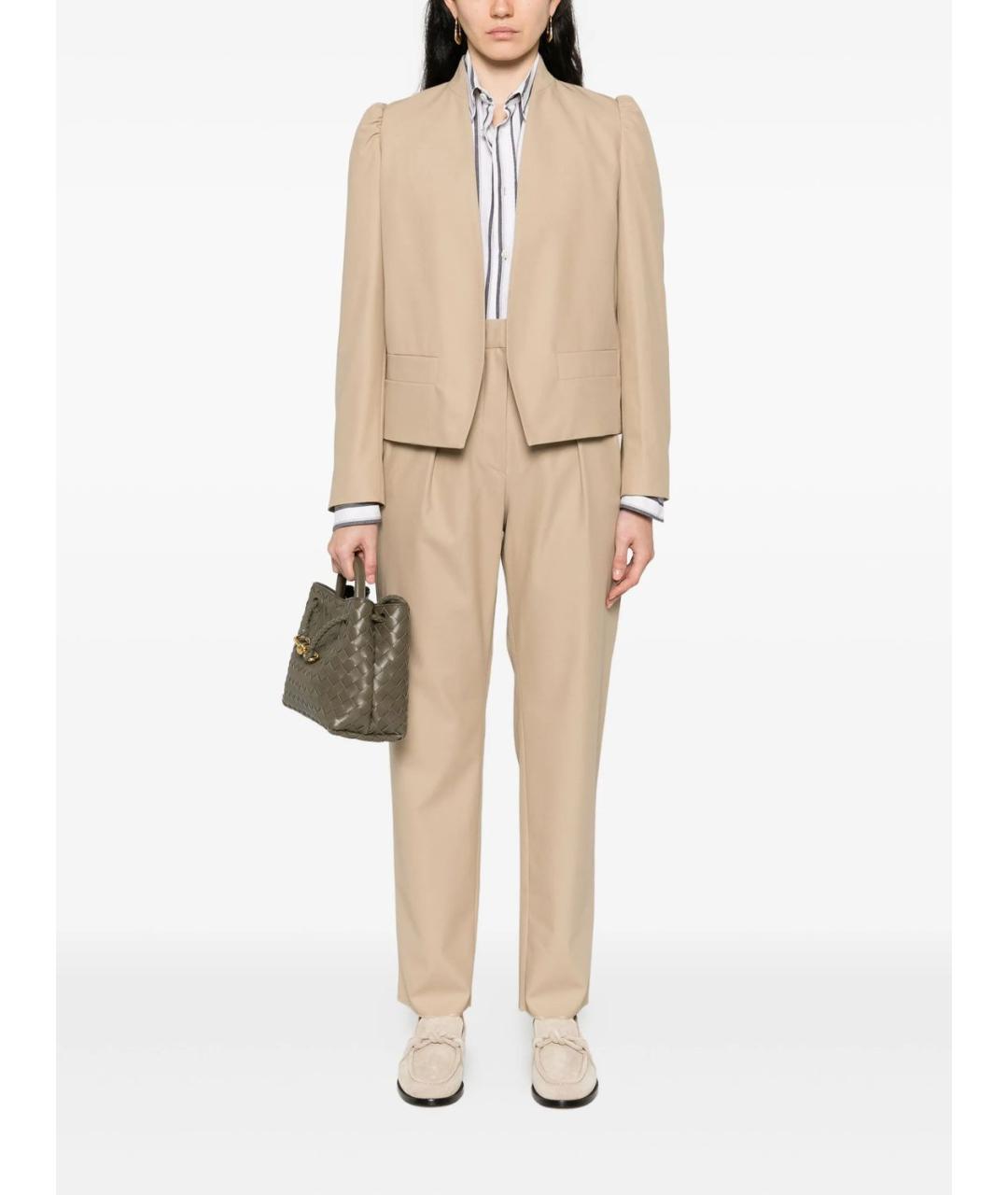 MAX MARA Бежевые хлопковые прямые брюки, фото 3