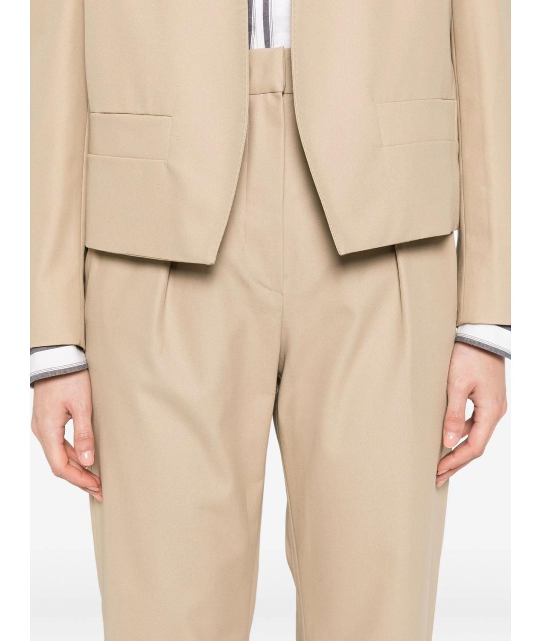 MAX MARA Бежевые хлопковые прямые брюки, фото 5