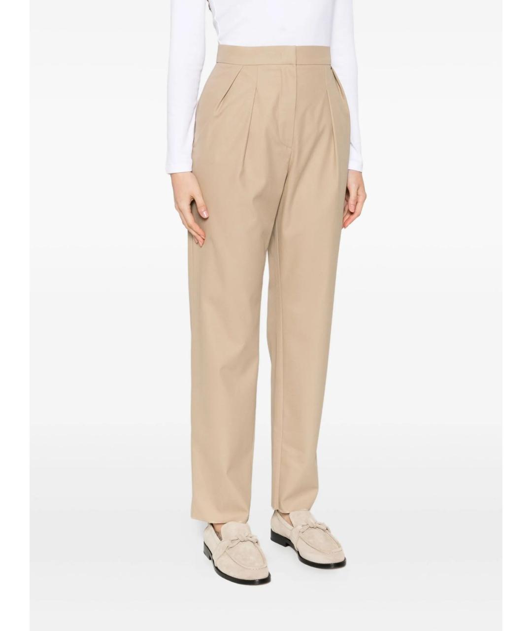 MAX MARA Бежевые хлопковые прямые брюки, фото 4
