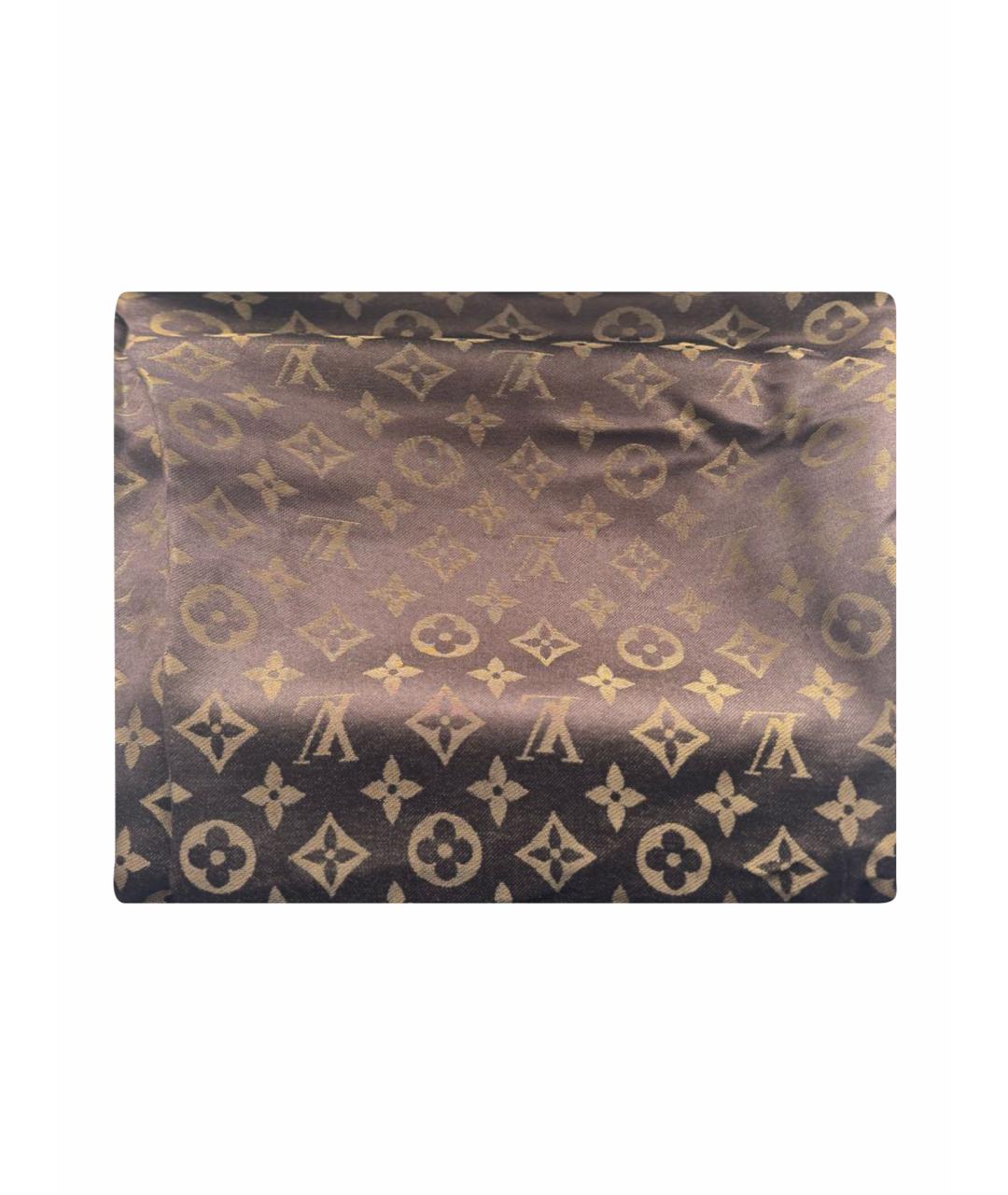 LOUIS VUITTON Коричневый шелковый платок, фото 1