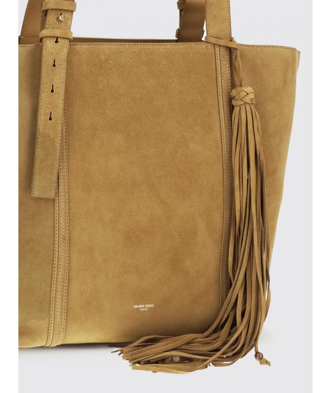 GOLDEN GOOSE DELUXE BRAND Бежевая замшевая сумка тоут, фото 3