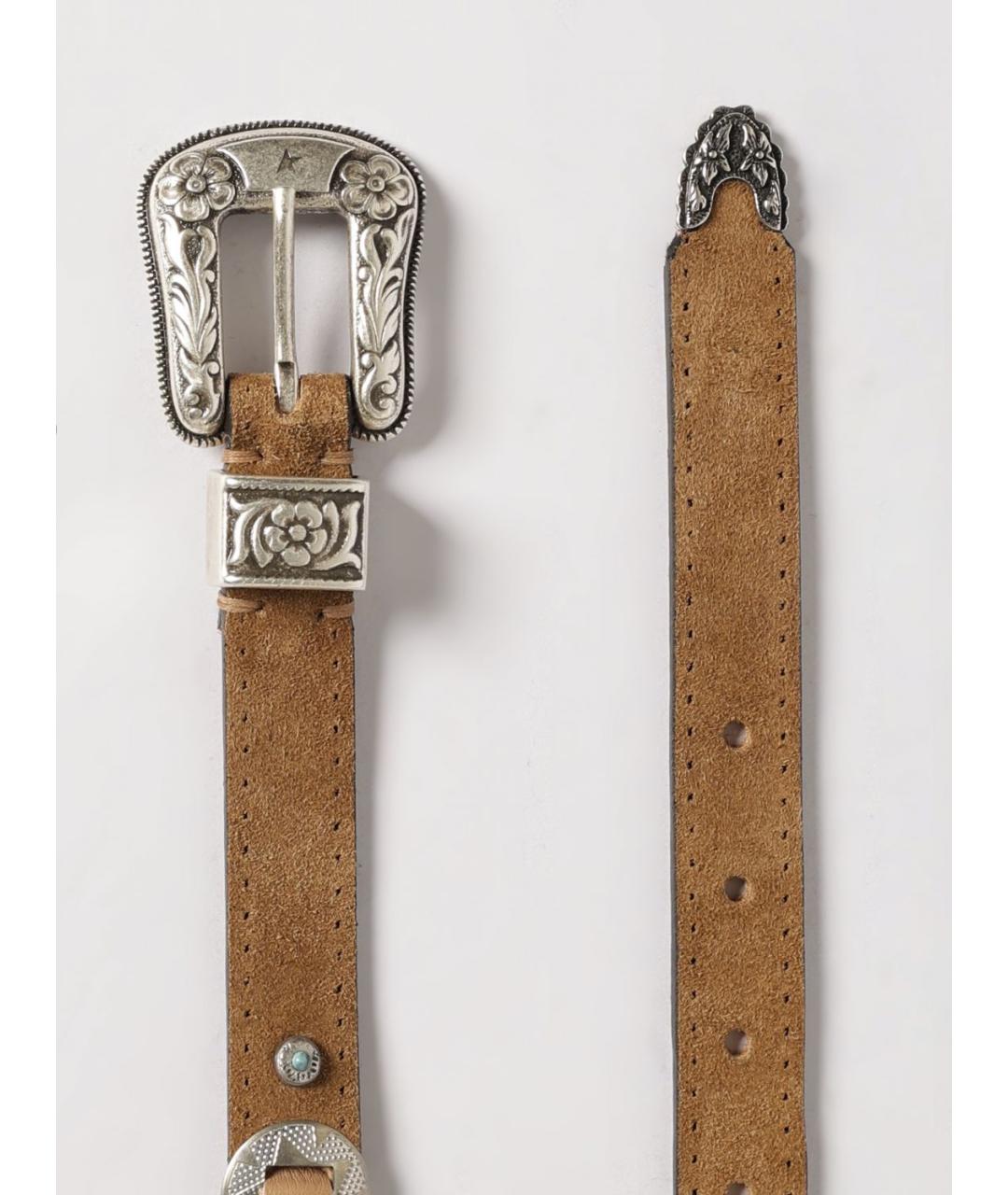 GOLDEN GOOSE DELUXE BRAND Бежевый кожаный ремень, фото 3