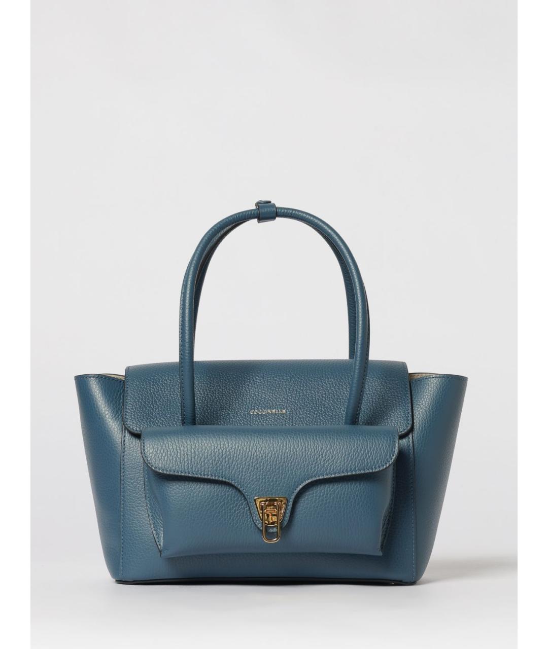 COCCINELLE Синяя кожаная сумка через плечо, фото 4