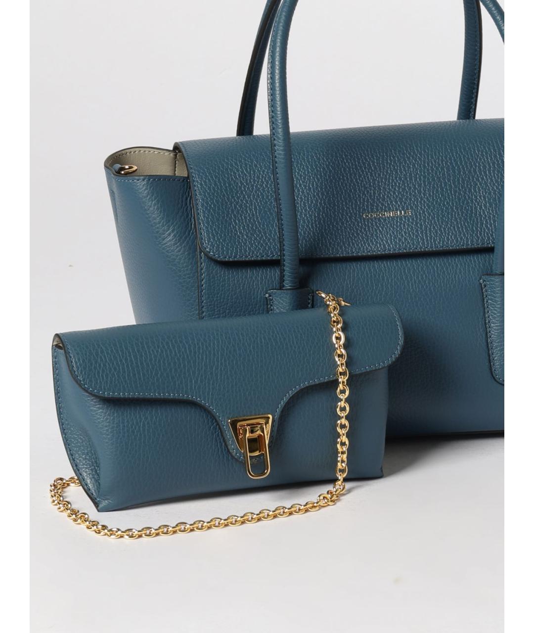 COCCINELLE Синяя кожаная сумка через плечо, фото 3