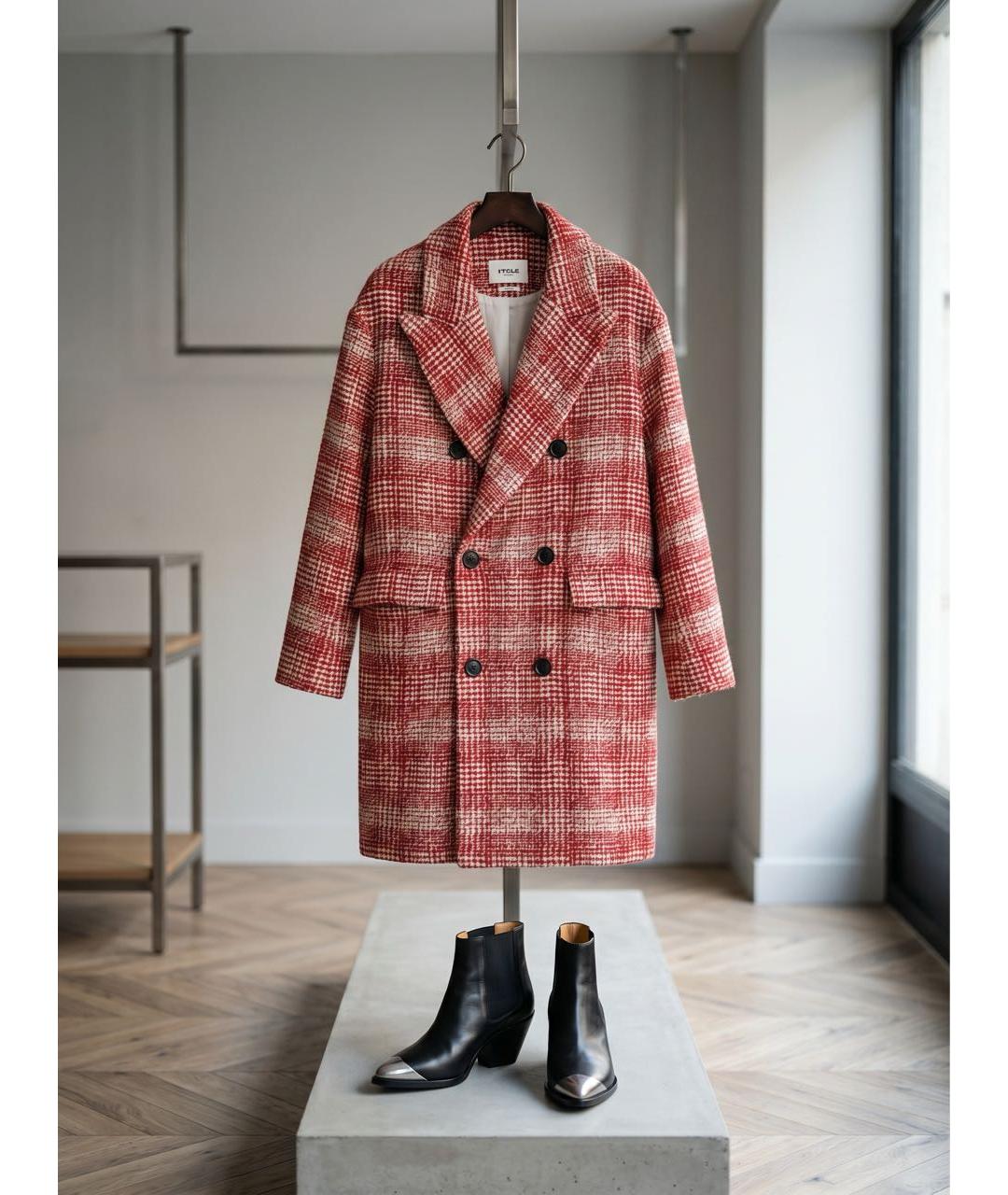ISABEL MARANT Бордовое шерстяное пальто, фото 2
