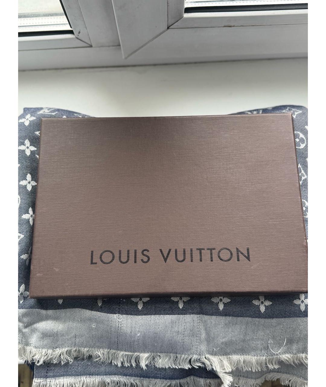 LOUIS VUITTON Синий шерстяной платок, фото 4