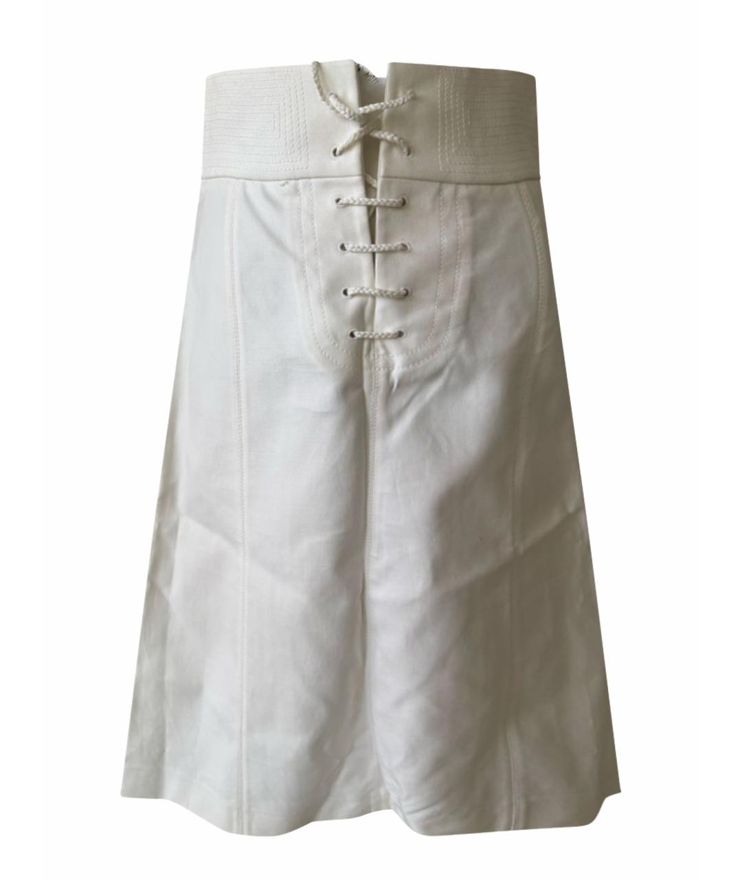 LOUIS VUITTON Белая хлопковая юбка миди, фото 1