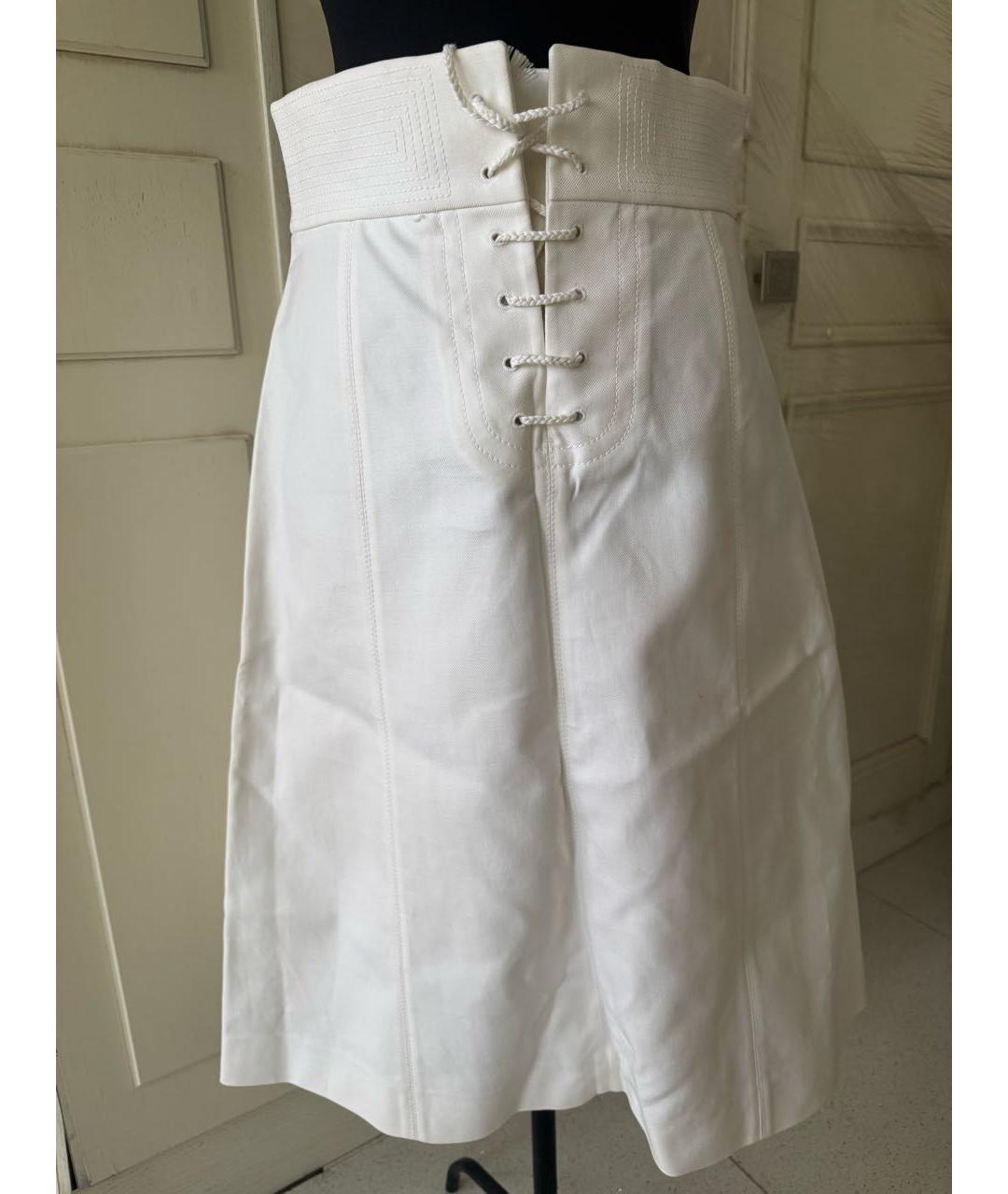 LOUIS VUITTON Белая хлопковая юбка миди, фото 5