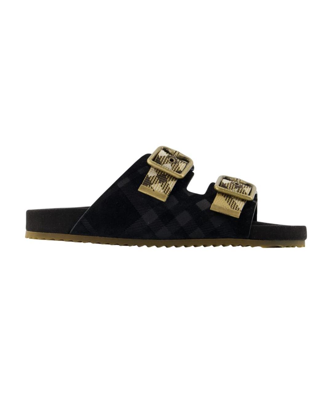 BURBERRY Черные кожаные сандалии, фото 1