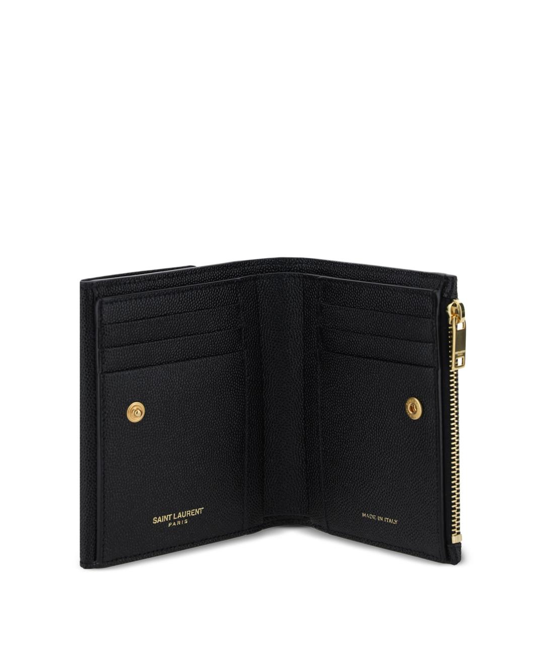 SAINT LAURENT Черный кожаный кошелек, фото 2