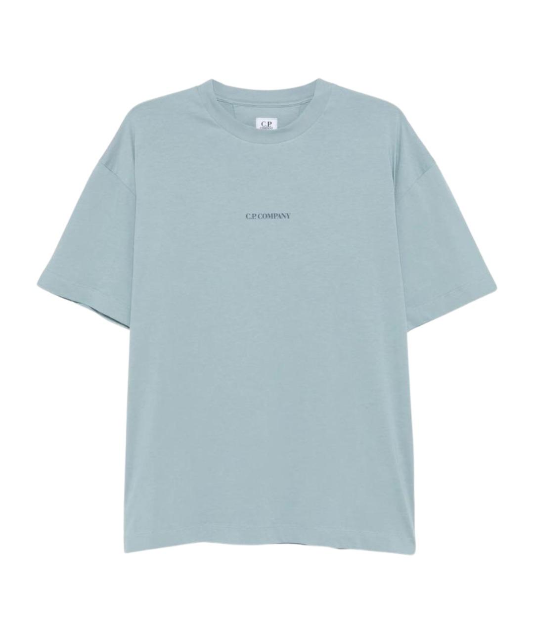 CP COMPANY Голубая хлопковая футболка, фото 1