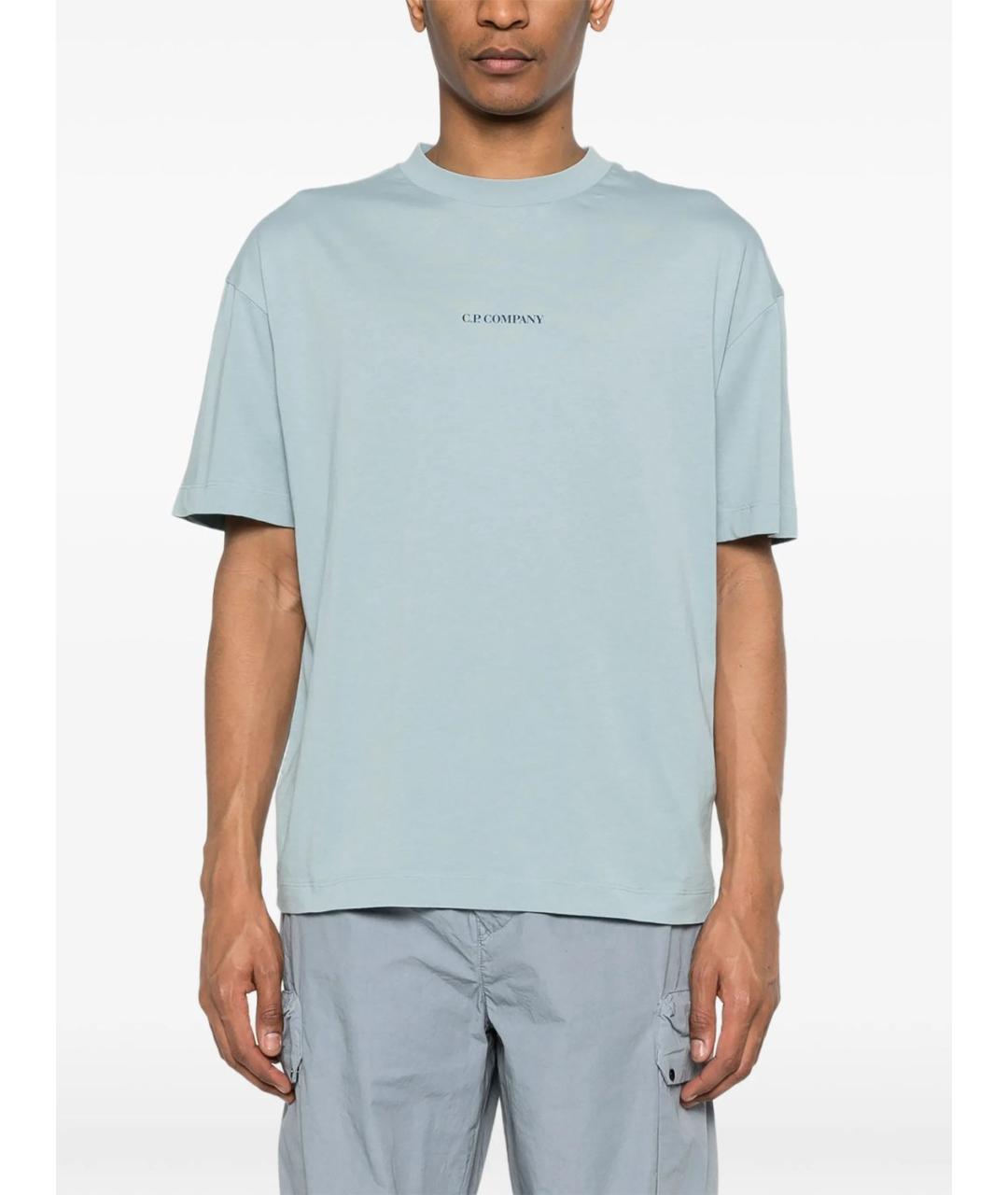 CP COMPANY Голубая хлопковая футболка, фото 5