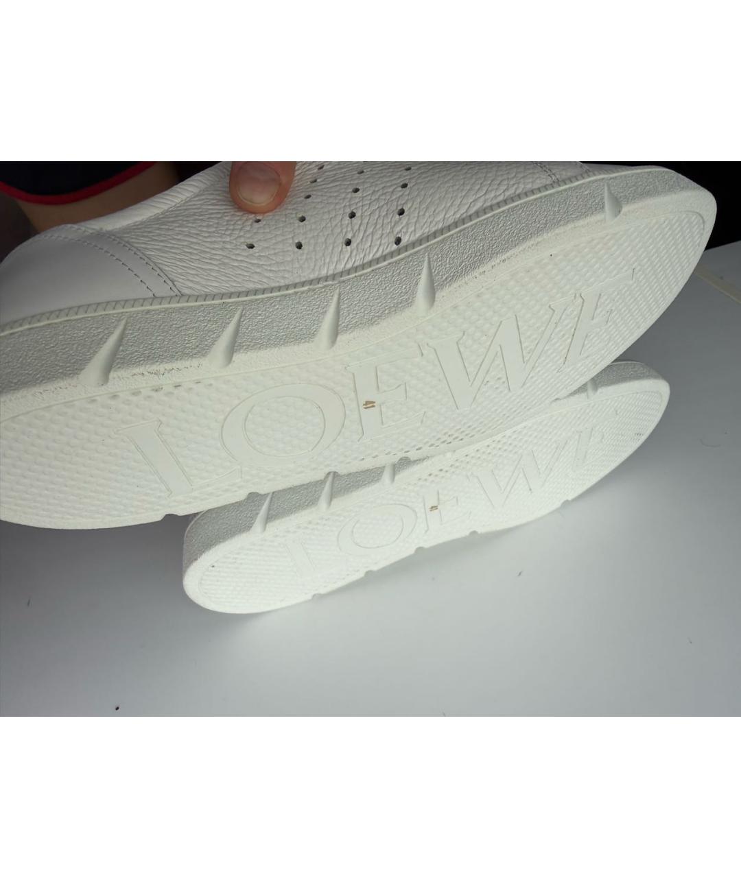 LOEWE Белые кожаные кроссовки, фото 6