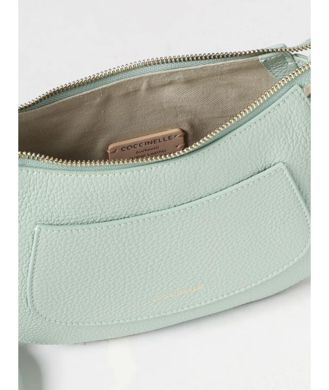 COCCINELLE Бирюзовая кожаная сумка через плечо, фото 3