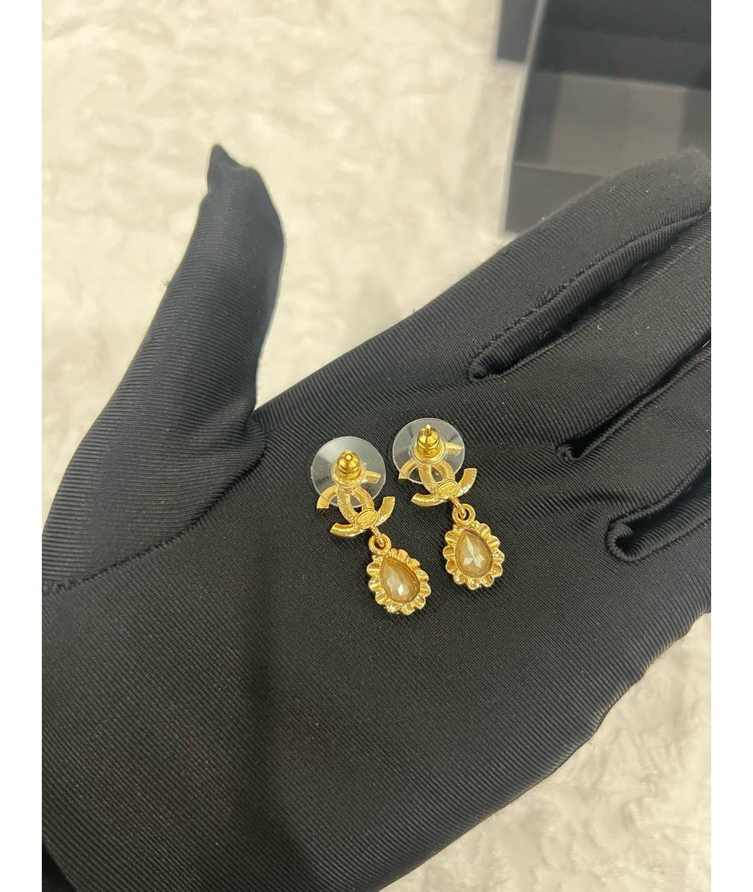 CHANEL Золотые металлические серьги, фото 4