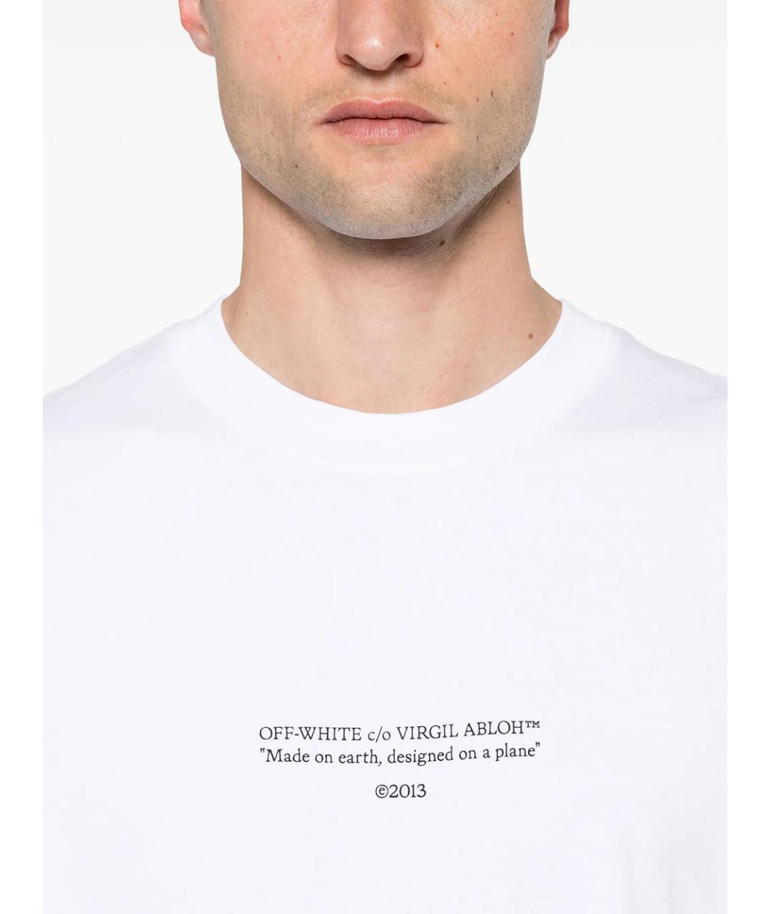 OFF-WHITE Белая хлопковая футболка, фото 4