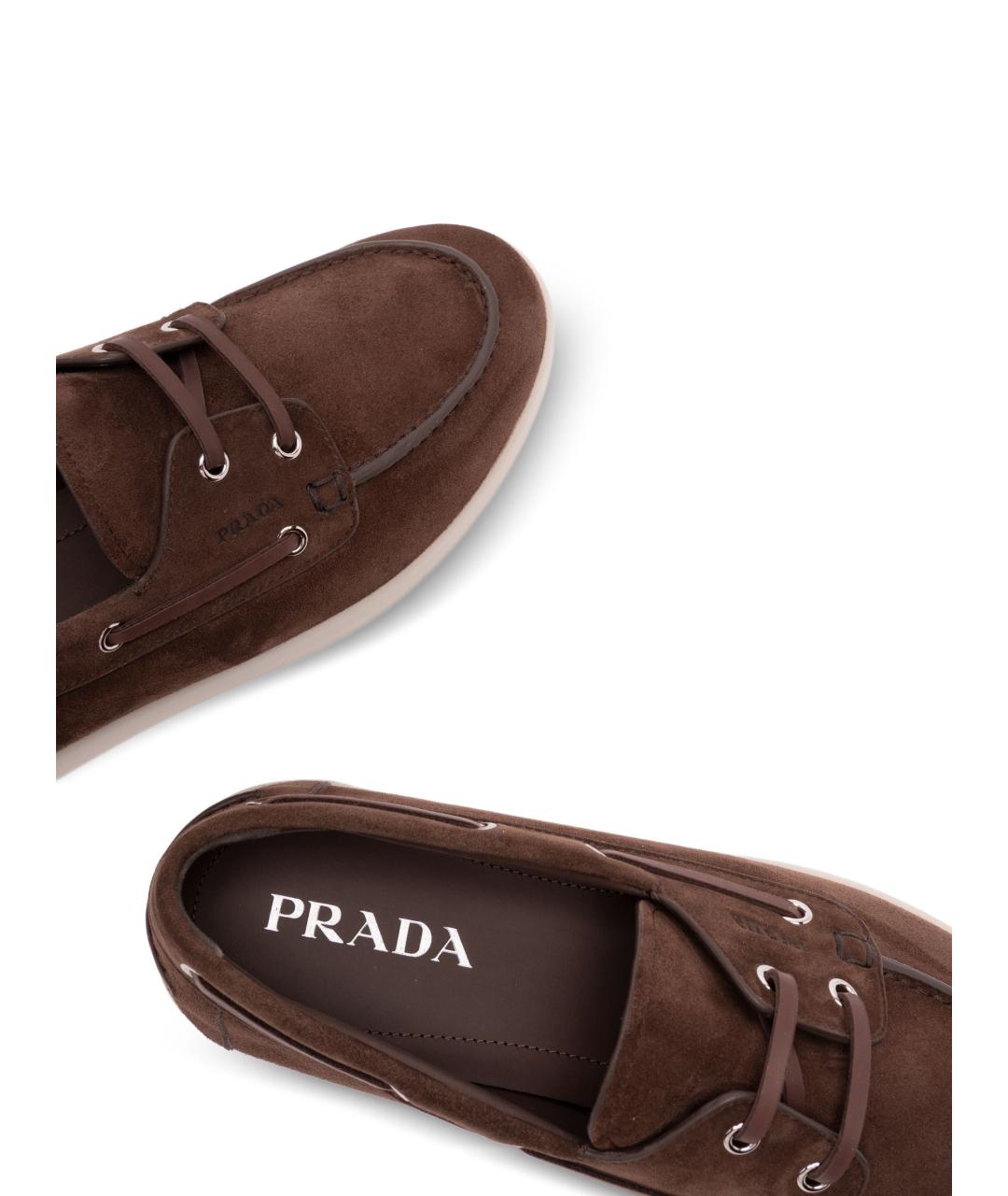 PRADA Коричневые кожаные лоферы, фото 4