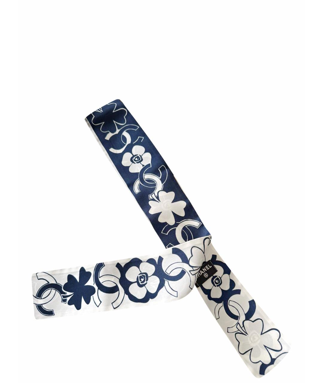 CHANEL Темно-синий шелковый платок, фото 1