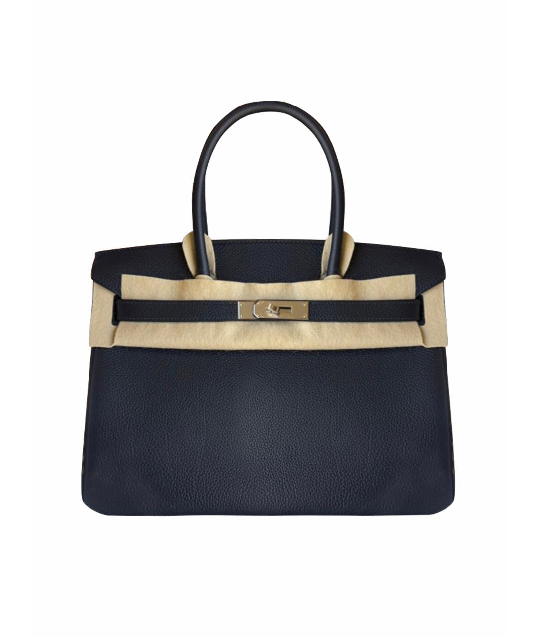 HERMES Темно-синяя кожаная сумка тоут, фото 1