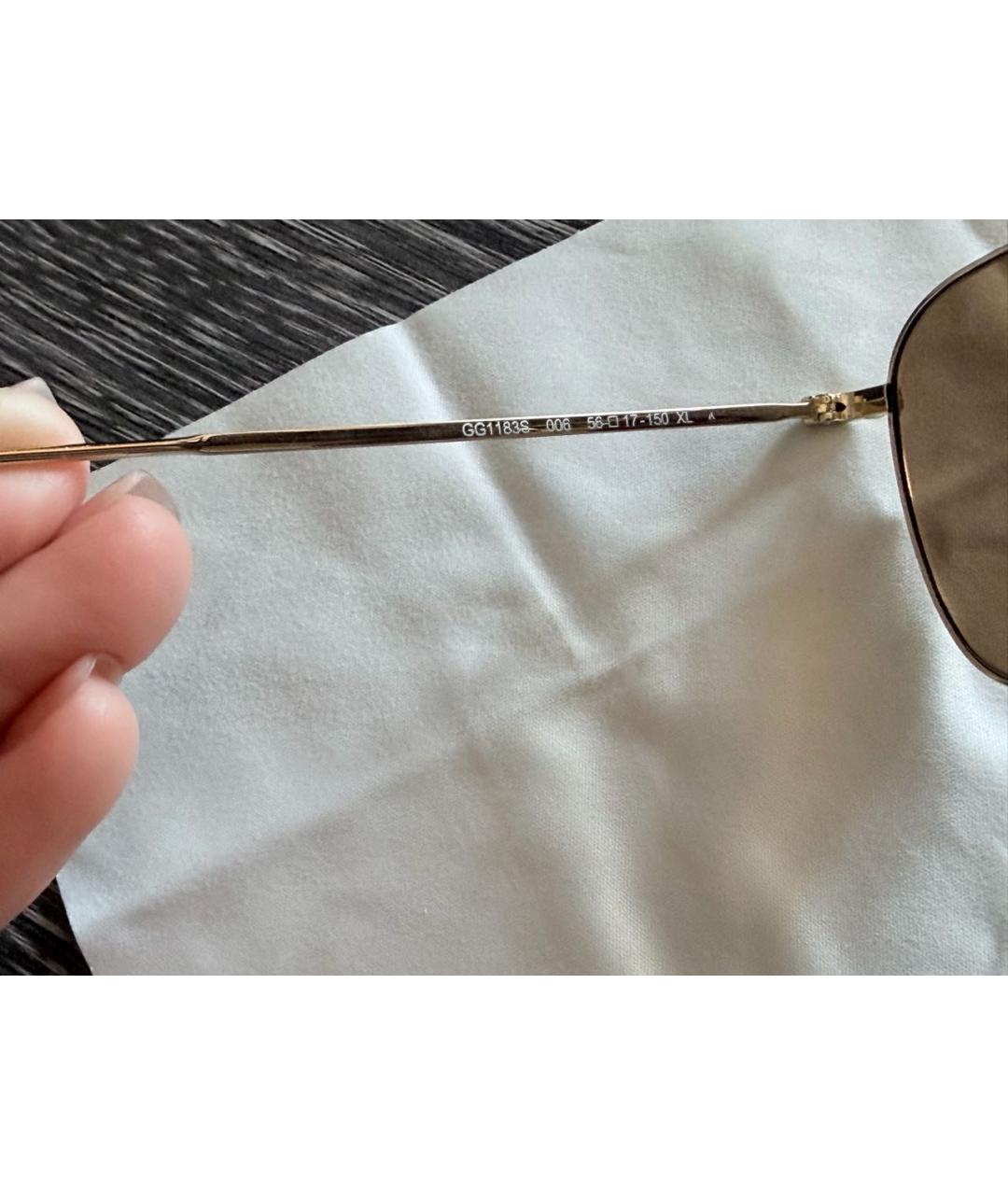 GUCCI Коричневые металлические солнцезащитные очки, фото 6