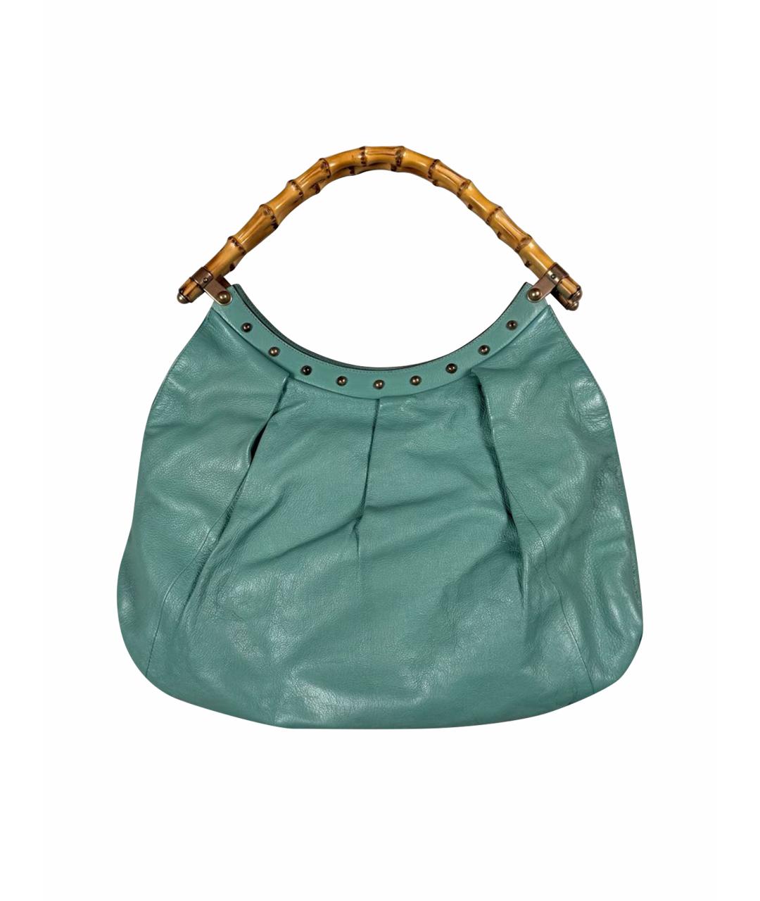 GUCCI Бирюзовая кожаная сумка тоут, фото 1