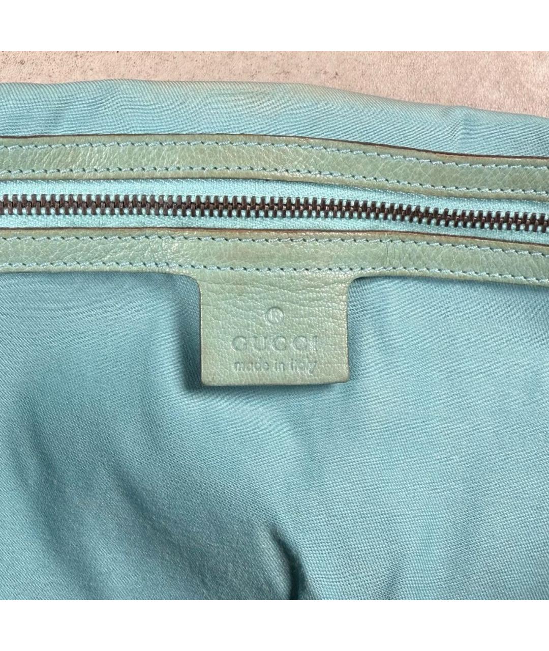 GUCCI Бирюзовая кожаная сумка тоут, фото 5