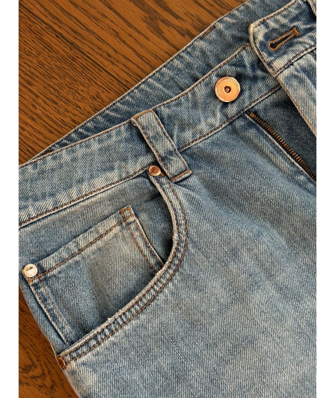 BRUNELLO CUCINELLI Голубые хлопковые джинсы слим, фото 4