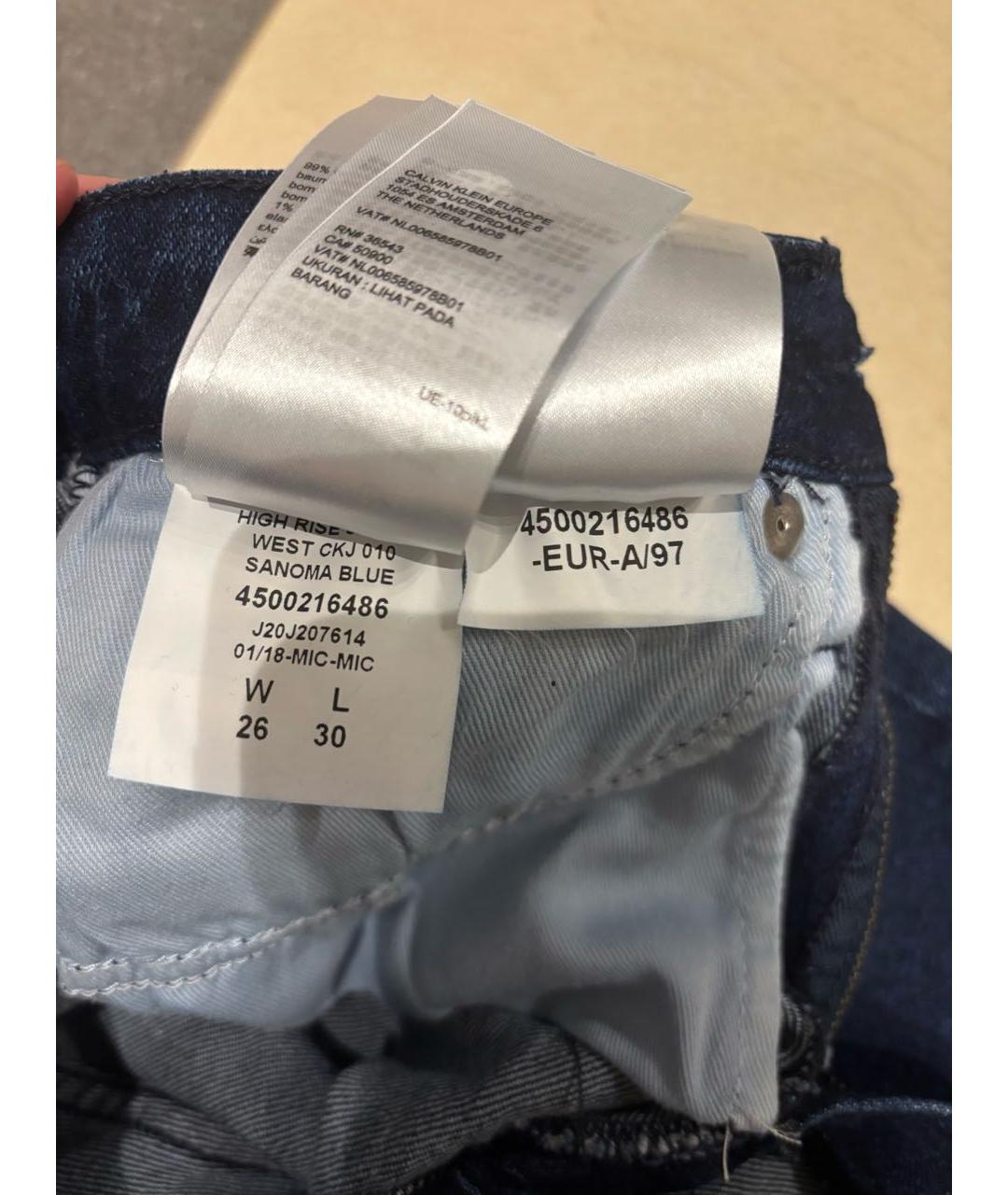 CALVIN KLEIN Темно-синие хлопковые джинсы слим, фото 4