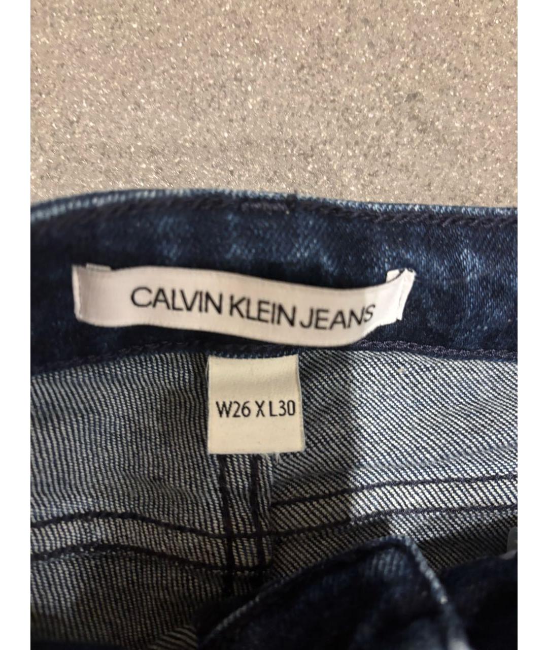 CALVIN KLEIN Темно-синие хлопковые джинсы слим, фото 2