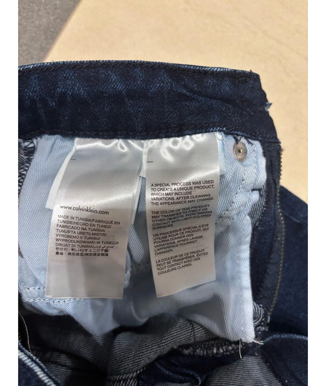 CALVIN KLEIN Темно-синие хлопковые джинсы слим, фото 5