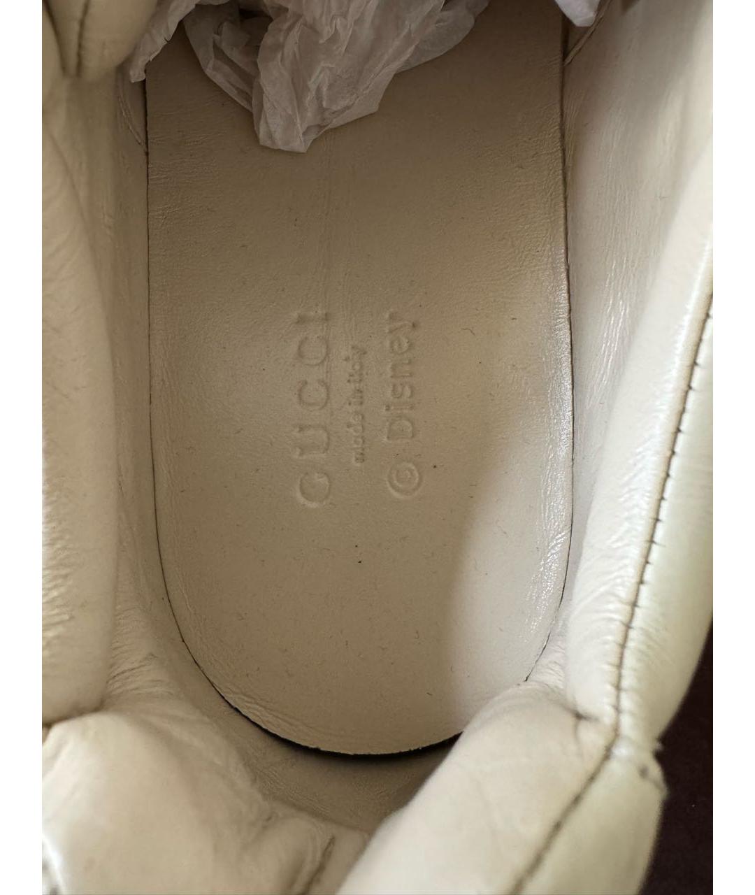 GUCCI Бежевые кожаные кроссовки, фото 2