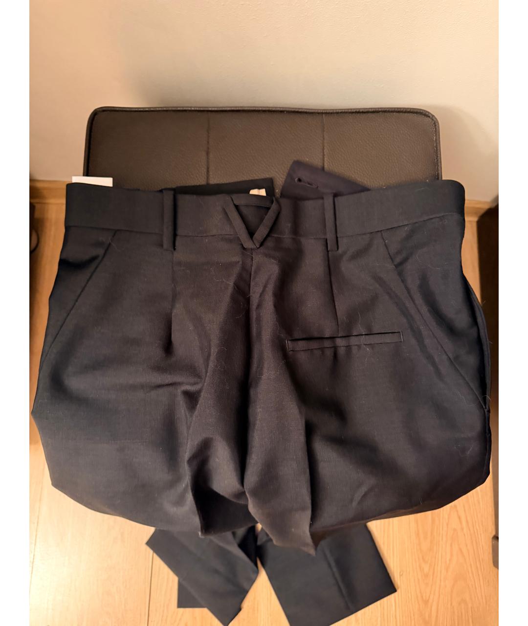 BOTTEGA VENETA Черные шерстяные прямые брюки, фото 4