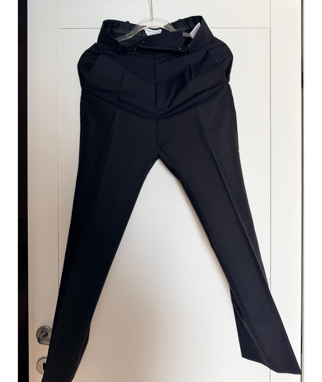 BOTTEGA VENETA Черные шерстяные прямые брюки, фото 3