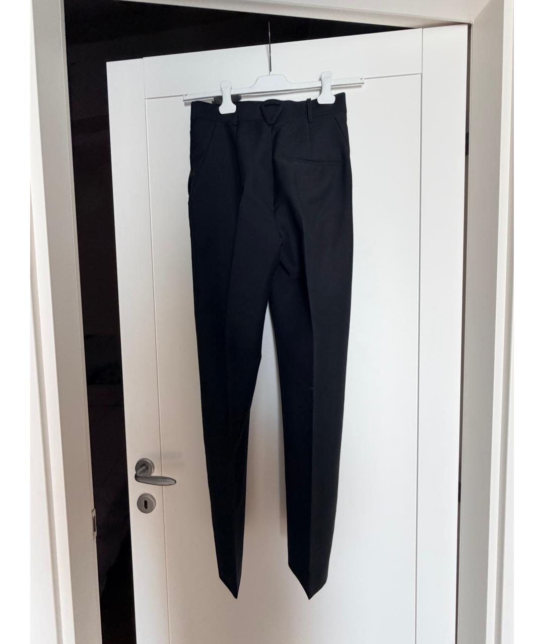 BOTTEGA VENETA Черные шерстяные прямые брюки, фото 2