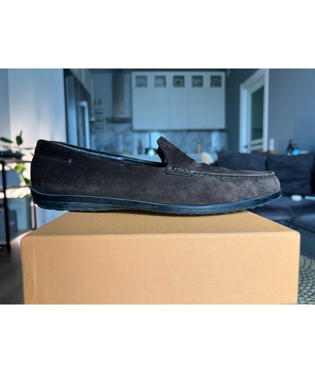 TOD'S Коричневые замшевые лоферы, фото 5