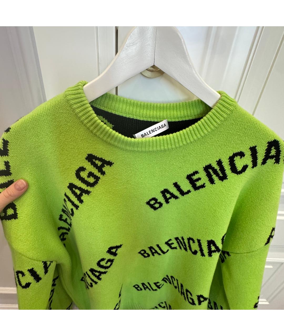 BALENCIAGA Зеленый хлопковый джемпер / свитер, фото 3