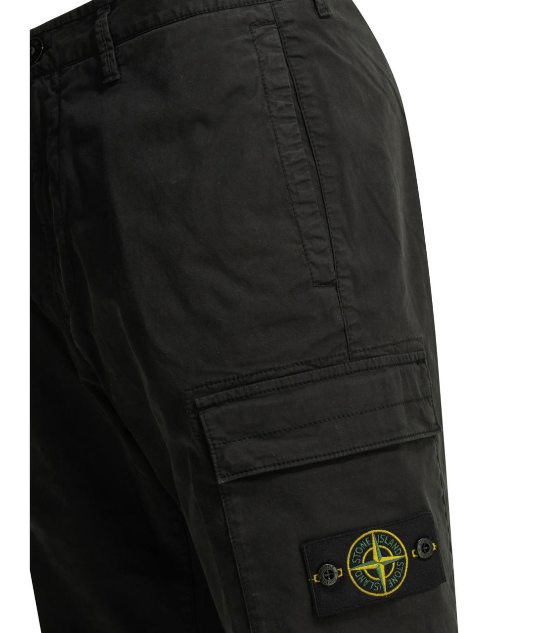 STONE ISLAND Черные хлопковые повседневные брюки, фото 4