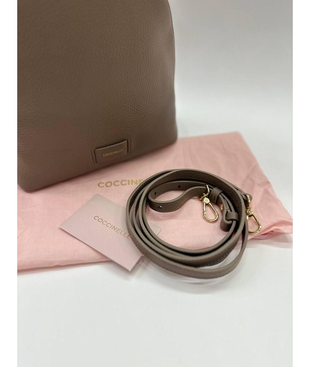 COCCINELLE Бежевый кожаный рюкзак, фото 4