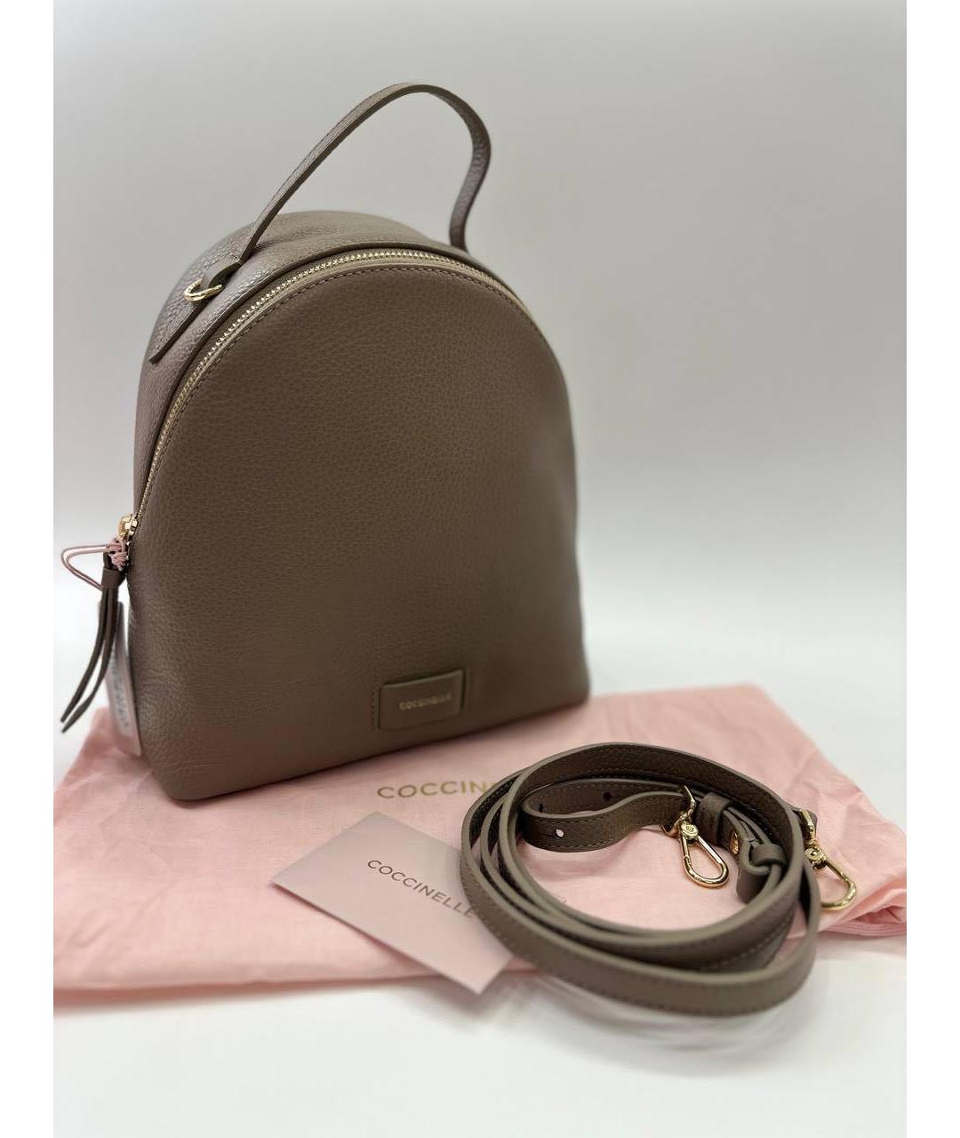 COCCINELLE Бежевый кожаный рюкзак, фото 2