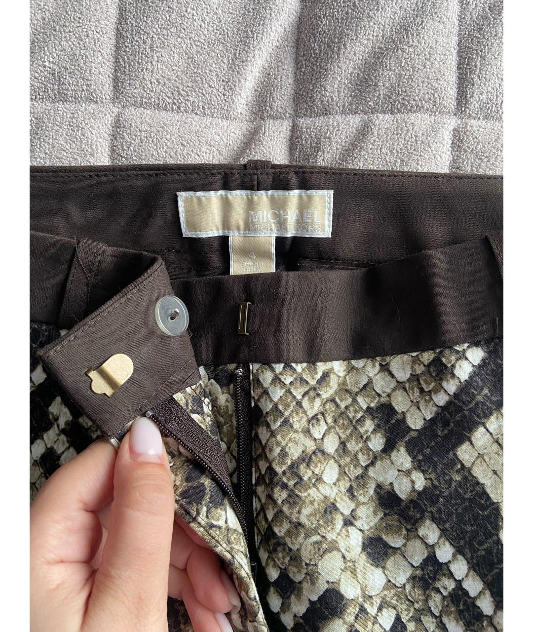 MICHAEL KORS Коричневые хлопковые прямые брюки, фото 3