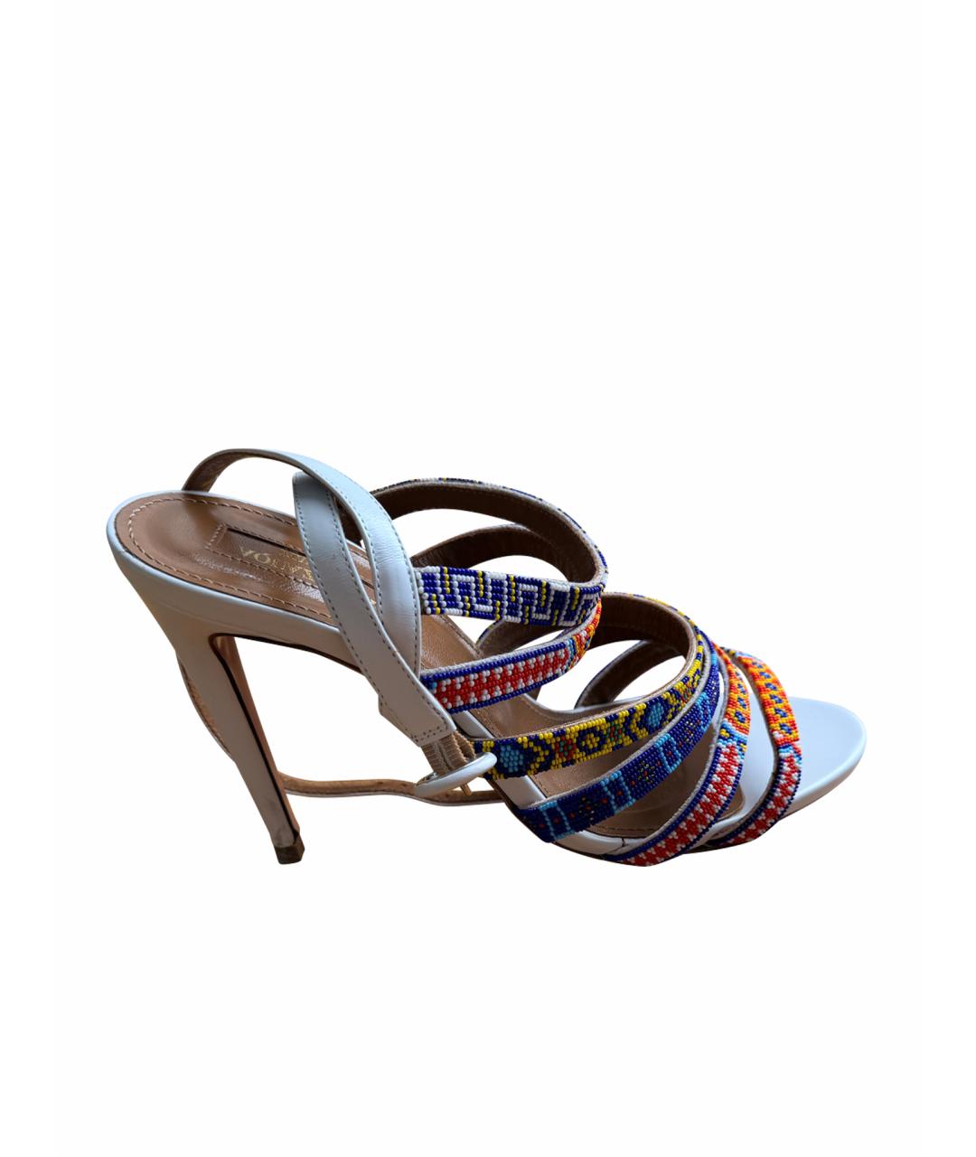 AQUAZZURA Белые кожаные босоножки, фото 1