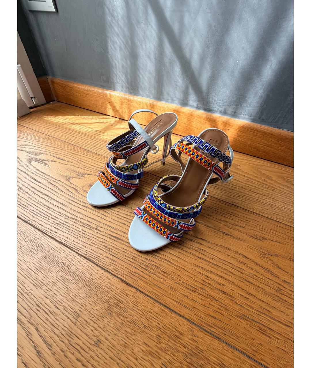 AQUAZZURA Белые кожаные босоножки, фото 5