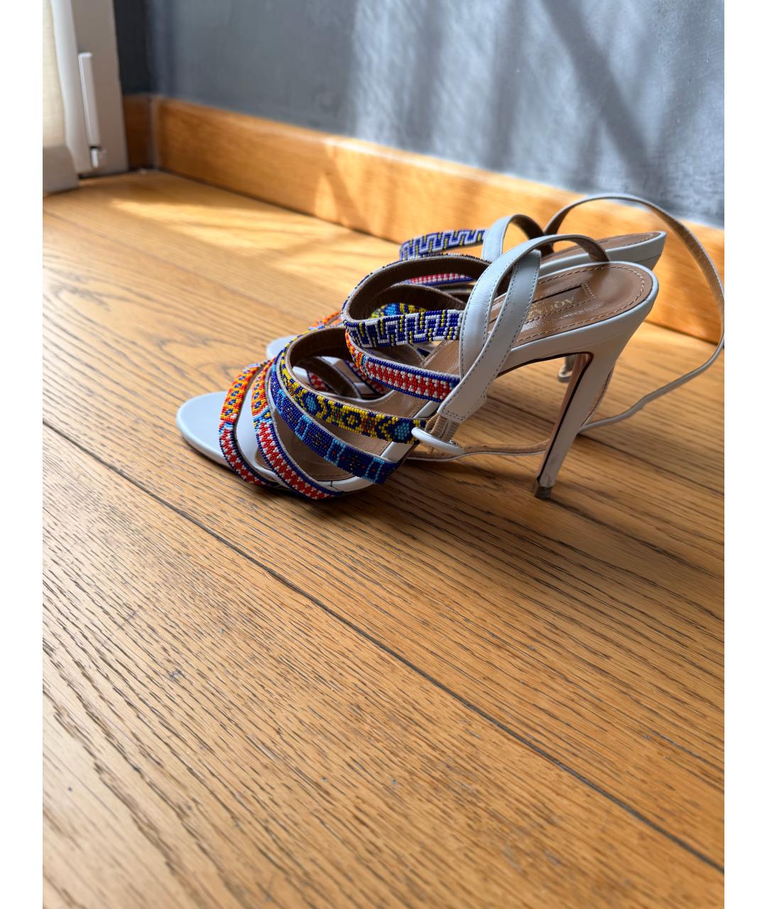 AQUAZZURA Белые кожаные босоножки, фото 2