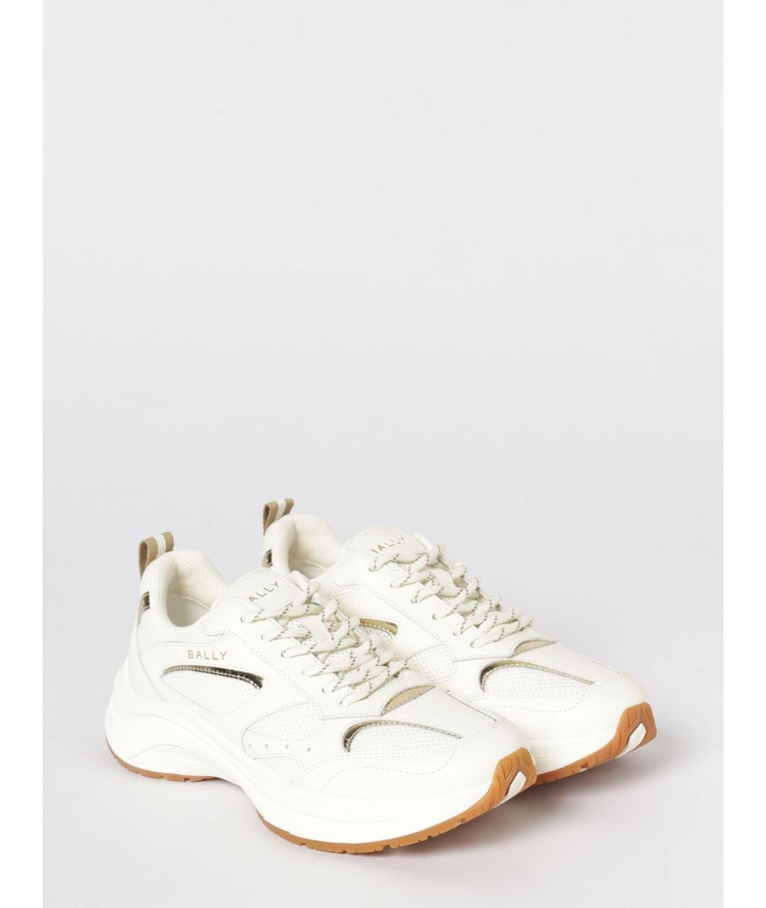 BALLY Бежевые кожаные кроссовки, фото 2