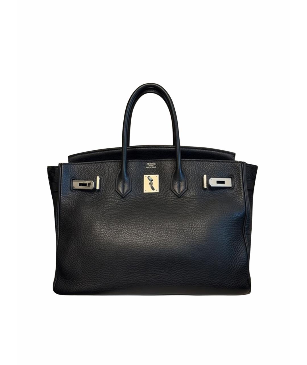 HERMES Черная кожаная сумка тоут, фото 1