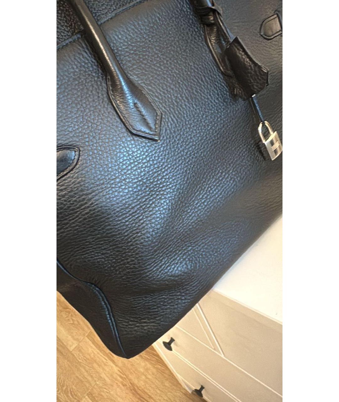 HERMES Черная кожаная сумка тоут, фото 2