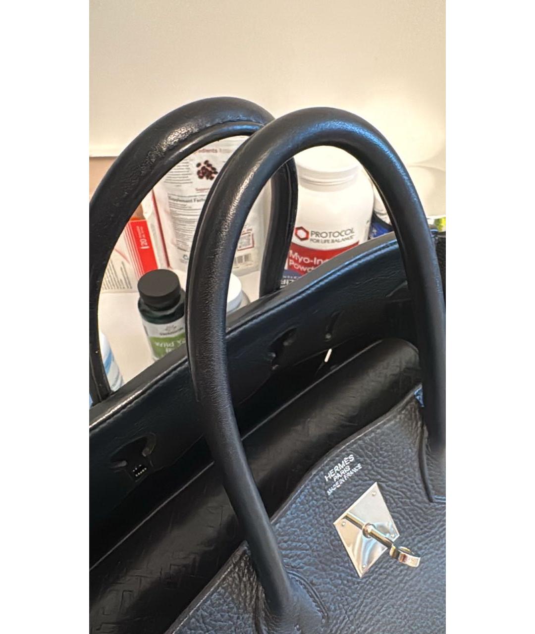 HERMES Черная кожаная сумка тоут, фото 4