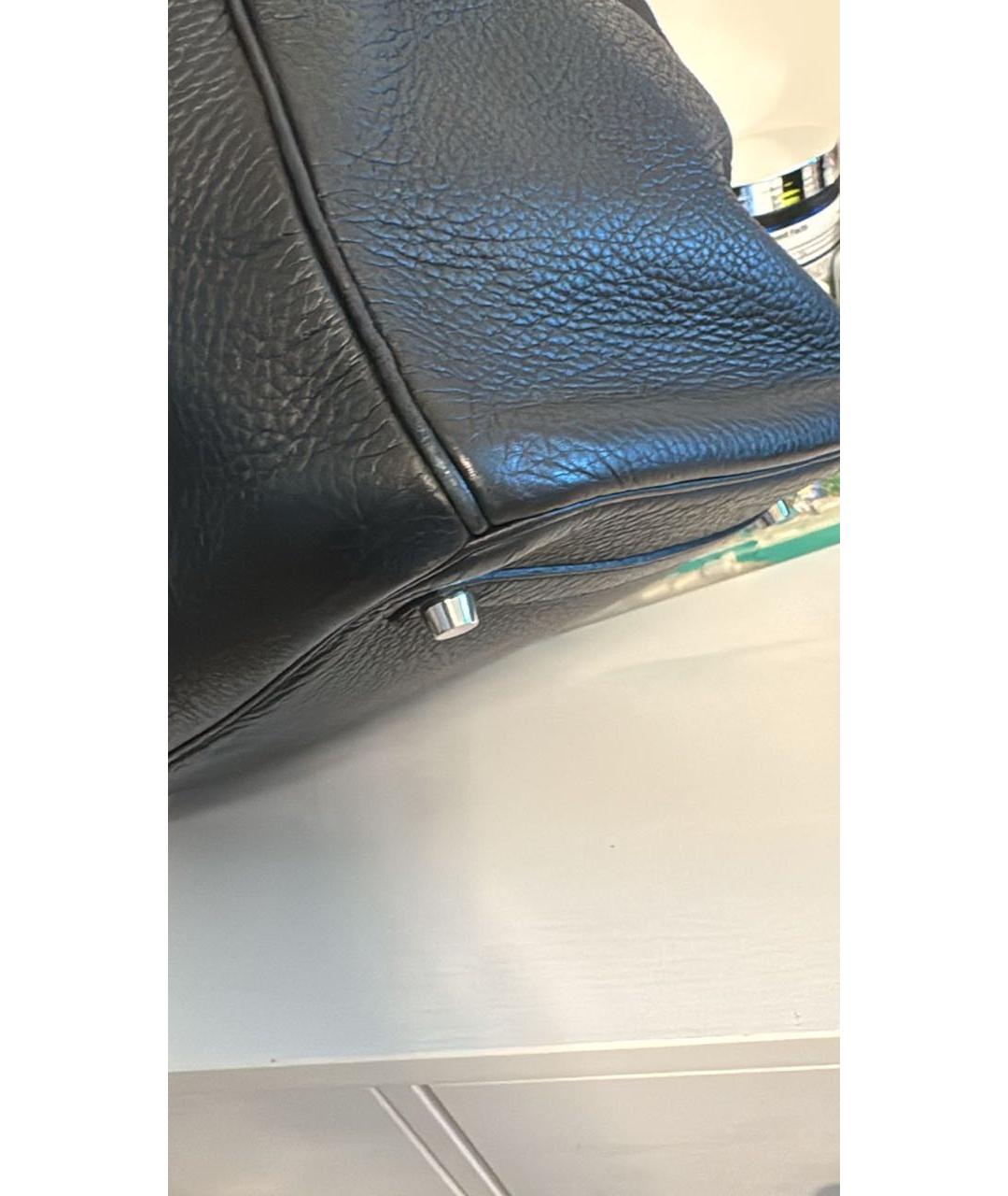 HERMES Черная кожаная сумка тоут, фото 3