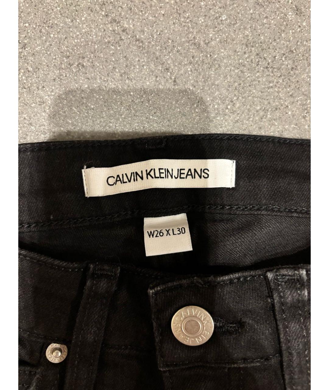 CALVIN KLEIN Черные хлопковые джинсы слим, фото 3